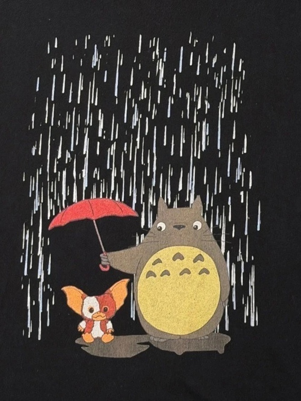 Totoro & Gizmo Rainy Day Graphic T-Shirt – Approx. 4XL – Black